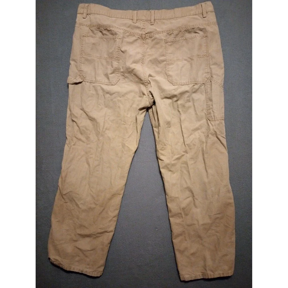 Blue Mountain Carpenter Pants 44x32 Green Canvas Workwear Utility Distressed